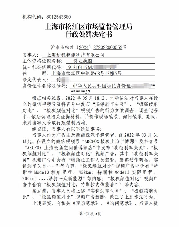 欧亚体育极狐4S店广告贬损特斯拉被罚；“GDUCKKIDS”等童装不合格(图2)